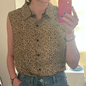 Cheetah Print Collared Golf Tank Top